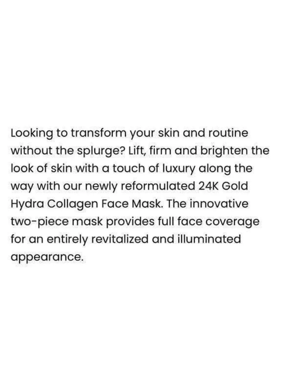 New! Lapcos 24K Gold Hydra Collagen Gold Foil Mask